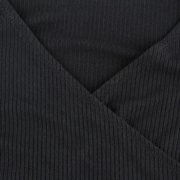 Knitted Ribbed Midi V Neck Elegant Clothes Long Sleeve Ruffles Bodycon Dresses - Picture 10 of 13